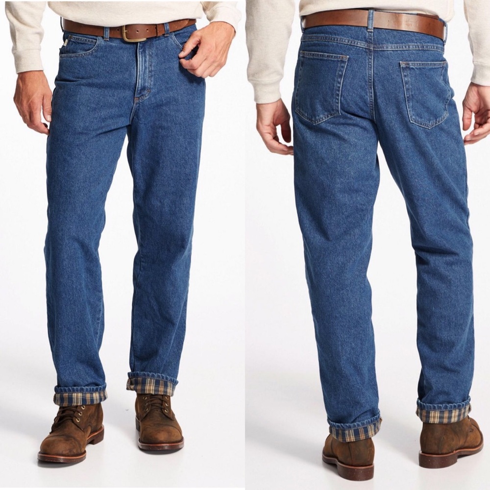 Vintage NWT LLBean flannel lined double L relaxed fit jeans, 40 x 33.5”